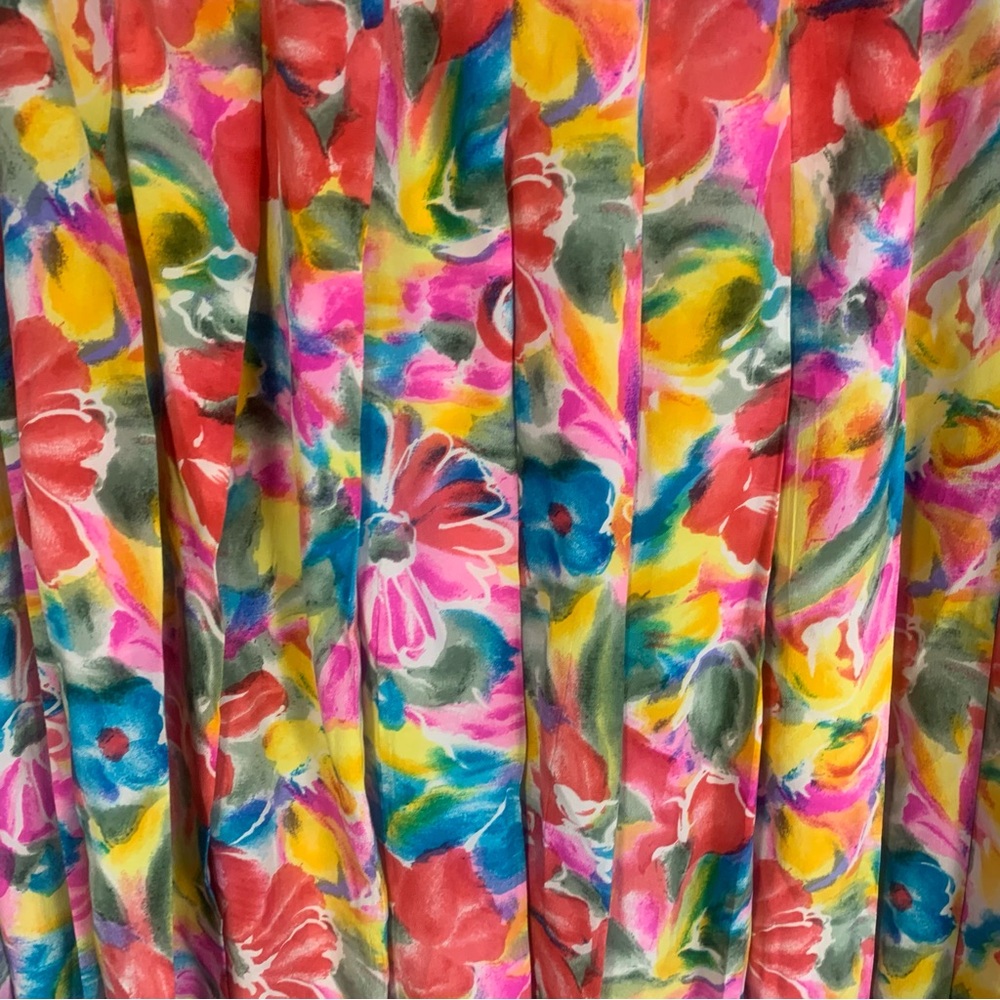 VTG Albert Nipon Boutique 100% Silk Pleated Floral Midi Skirt - Picture 9 of 11